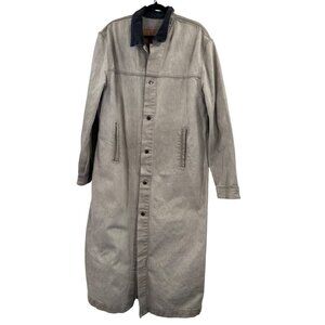 Levi Strauss Vintage Style Long Denim Duster With Corduroy Collar & Button Close